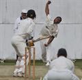 Roy Adams opening the bowling for Grange.jpg